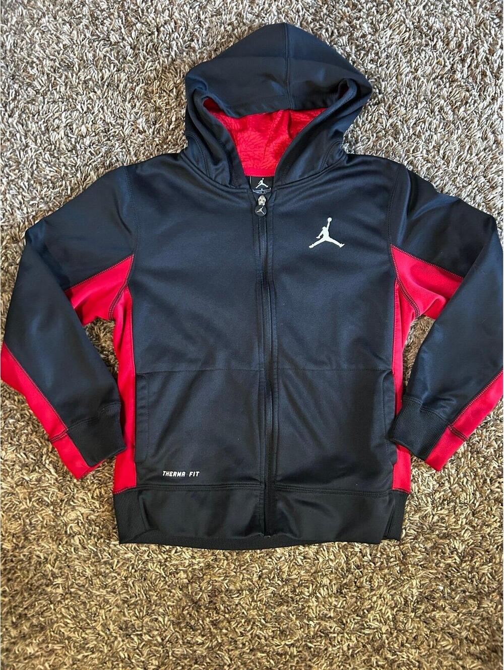 NIKE Jordan Training Red/Blk Full Zip Hoodie Jacket Large 12-13